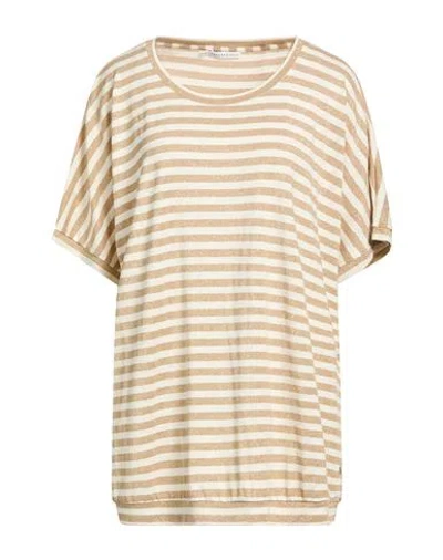 Xandres Gold Woman T-shirt Khaki Size 3xl Viscose, Polyamide, Metallic Polyester, Elastane In Neutral
