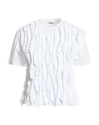 Msgm Woman Top White Size L Cotton In White