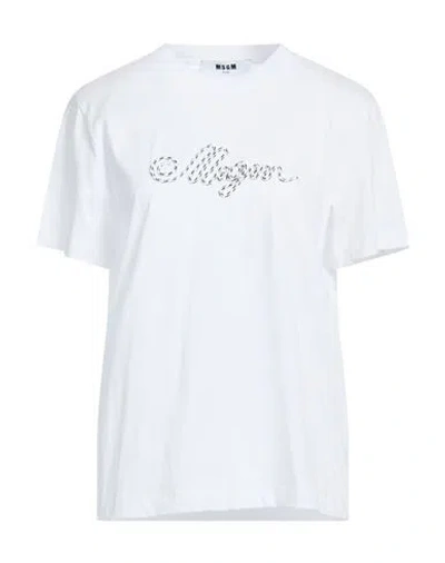 Msgm Woman T-shirt White Size M Cotton In White