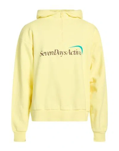 7 Days Active Man Sweatshirt Pastel Yellow Size M Cotton In Yellow