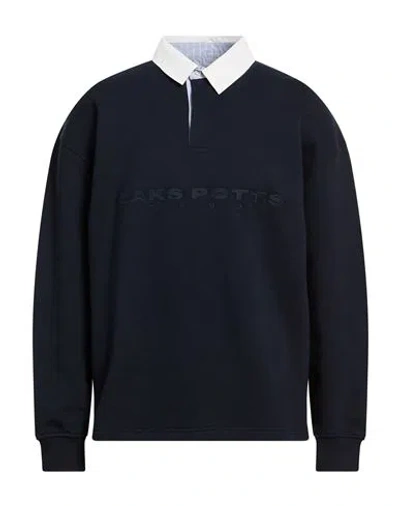 Saks Potts Man Polo Shirt Midnight Blue Size M Organic Cotton In Black