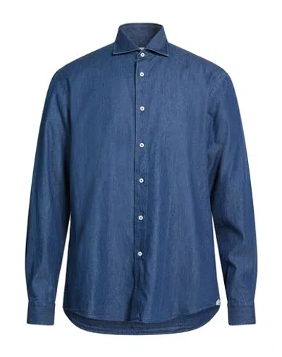 Liu •jo Man Man Denim Shirt Blue Size Xxl Cotton In Blue