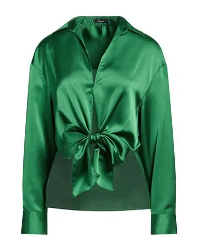 Hanita Woman Shirt Green Size M Polyester, Elastane In Green