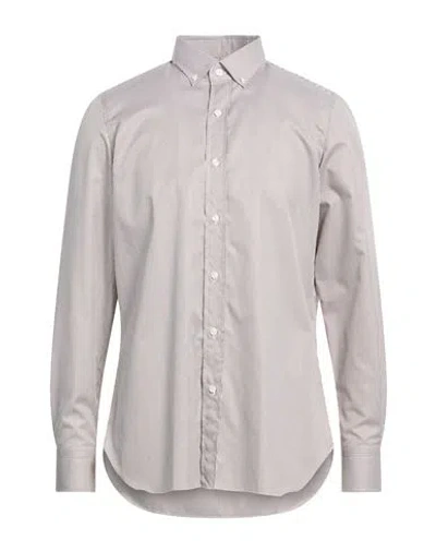 Finamore 1925 Man Shirt Chocolate Brown Size 17 ½ Cotton In Gray