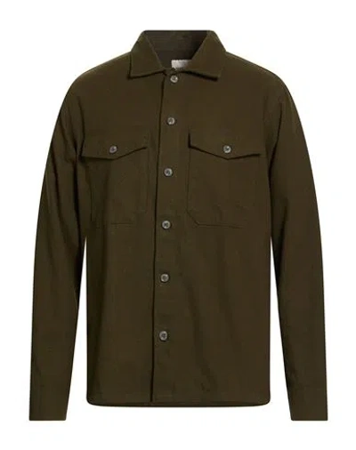 Jack & Jones Man Shirt Dark Green Size M Cotton, Polyester In Neutral
