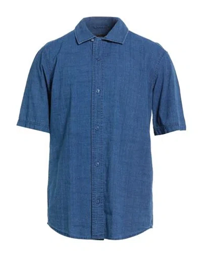 Only & Sons Man Denim Shirt Blue Size M Cotton In Blue