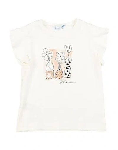 Mayoral Toddler Girl T-shirt Off White Size 4 Cotton, Elastane In White