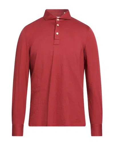 Finamore 1925 Man Polo Shirt Brick Size 16 ½ Cotton, Cashmere In Red