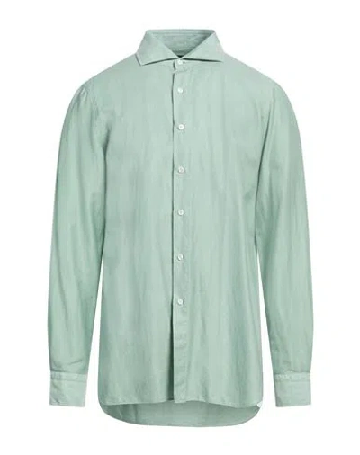 Finamore 1925 Man Shirt Light Green Size 17 ½ Cotton, Lyocell In Green