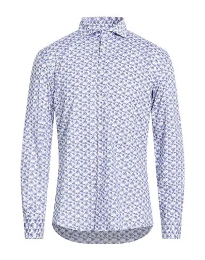 Grey Daniele Alessandrini Man Shirt Blue Size 16 ½ Cotton, Elastane In Blue