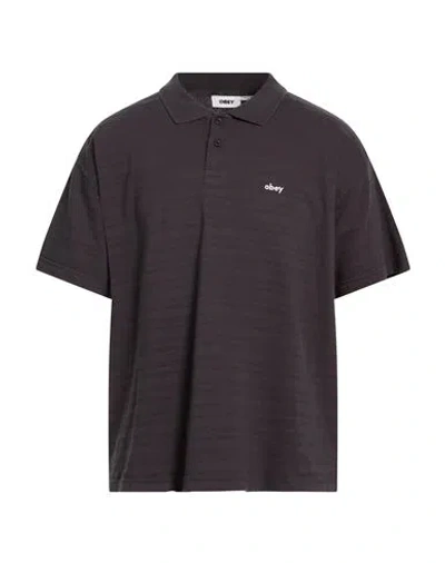 Obey Man Polo Shirt Charcoal Size Xl Cotton In Gray