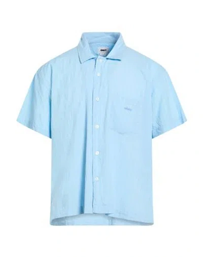 Obey Man Shirt Sky Blue Size Xl Cotton In Blue
