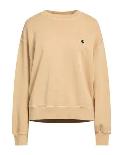 Carhartt Woman Sweatshirt Sand Size L Cotton, Elastane In Brown