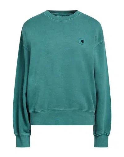 Carhartt Woman Sweatshirt Green Size L Cotton, Elastane In Green