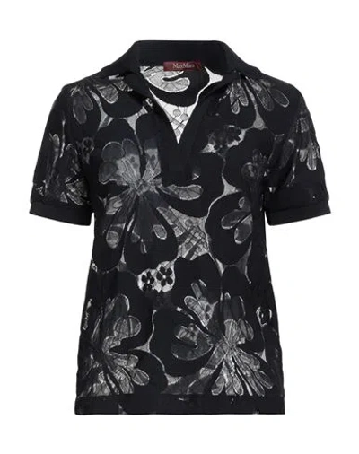 Max Mara Studio Woman Top Navy Size M Polyamide, Cotton In Multi