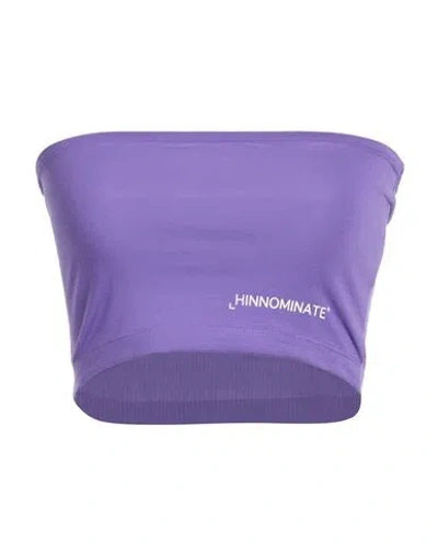 Hinnominate Woman Top Purple Size M Cotton, Elastane In Animal Print