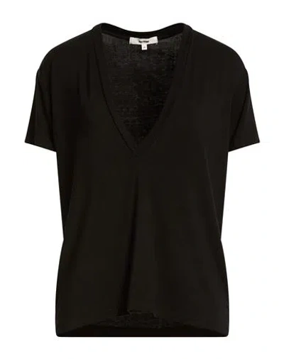 Joah Brown Woman T-shirt Black Size M/l Modal, Elastane In Black