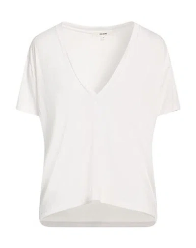 Joah Brown Woman T-shirt White Size M/l Modal, Elastane In White
