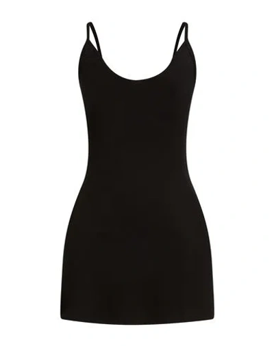 Joah Brown Woman Mini Dress Black Size M/l Rayon, Elastane In Black