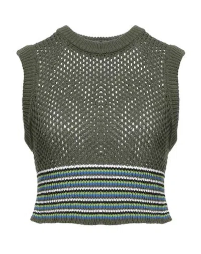 8pm Conscious Woman Top Military Green Size M Cotton, Acrylic In Green