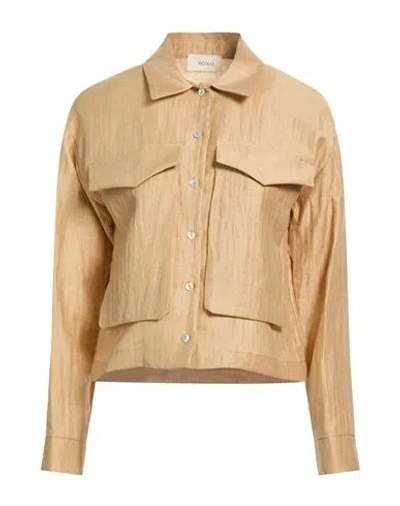 Vicolo Woman Shirt Sand Size S Linen, Polyamide In Brown