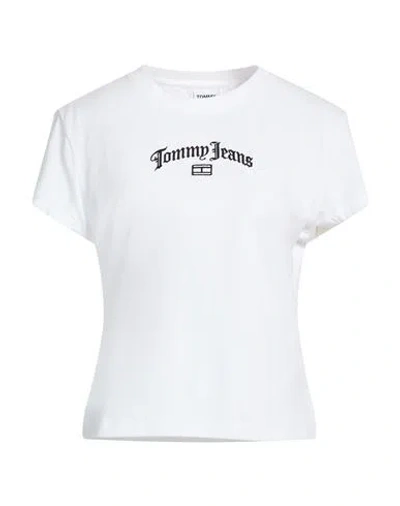 Tommy Jeans Woman T-shirt White Size L Cotton, Elastane In White