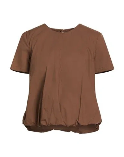 Soallure Woman Top Brown Size 4 Cotton In Brown