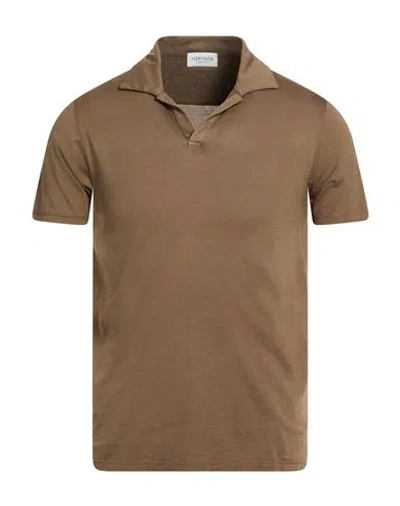 Heritage Man Polo Shirt Dark Green Size 46 Cotton In Brown