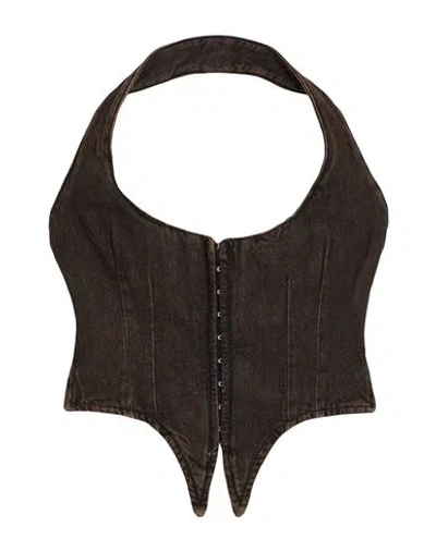 Miaou Woman Top Dark Brown Size L Cotton In Brown