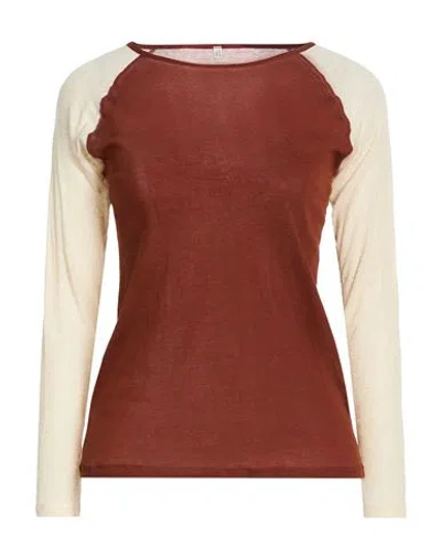 Baserange Woman T-shirt Chocolate Brown Size L Organic Cotton, Hemp In Brown