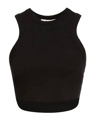 Joah Brown Woman Tank Top Black Size M/l Rayon, Elastane In Black