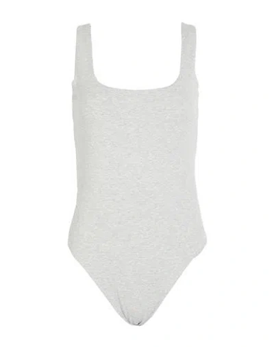 Good American Woman Bodysuit Light Grey Size L Cotton, Elastane In Gray