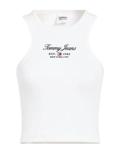 Tommy Jeans Woman Tank Top White Size S Cotton, Elastane In White