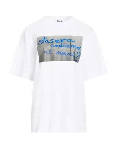 Msgm Woman T-shirt White Size Xl Cotton In White