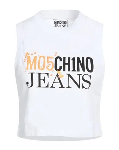 Moschino Jeans Woman T-shirt White Size L Cotton In White
