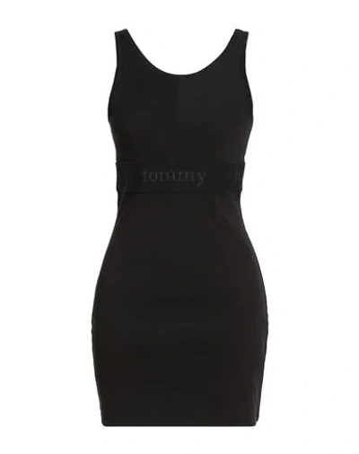 Tommy Jeans Woman Mini Dress Black Size M Cotton, Elastane In Black