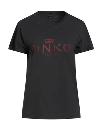 Pinko Woman T-shirt Black Size M Cotton In Black