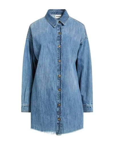 Berna Woman Mini Dress Blue Size L Cotton In Blue