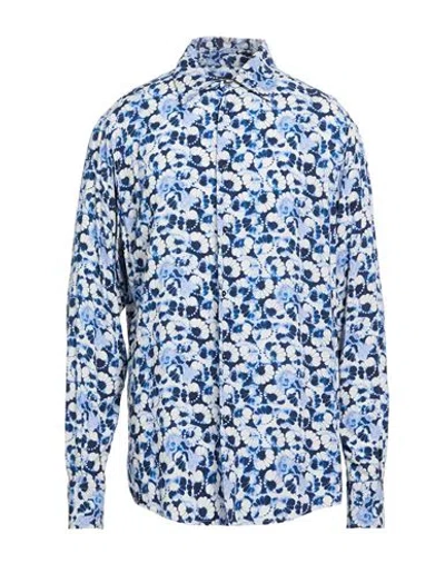En Avance Man Shirt Blue Size Xxl Viscose In Blue