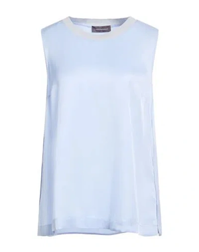 Lorena Antoniazzi Woman Top Sky Blue Size 10 Acetate, Silk, Cotton, Viscose, Polyester In Blue