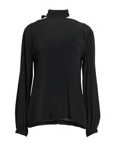 Ottod'ame Woman Top Black Size 8 Acetate, Silk In Black