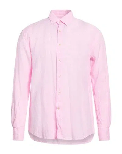 Glanshirt By Slowear Man Shirt Pink Size 16 Linen In Pink