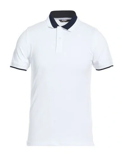 K-way Man Polo Shirt White Size S Cotton, Elastane In White