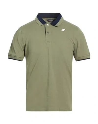 K-way Man Polo Shirt Sage Green Size M Cotton, Elastane In Green