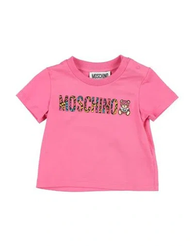Moschino Baby Newborn Girl T-shirt Fuchsia Size 3 Cotton, Elastane In Pink