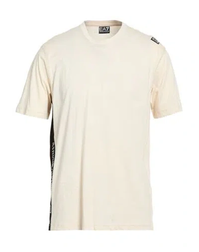 Ea7 Man T-shirt Cream Size Xxl Cotton In Multi