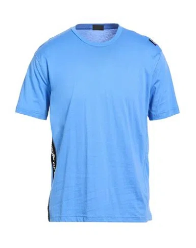 Ea7 Man T-shirt Light Blue Size Xxl Cotton In Blue