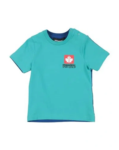 Dsquared2 Newborn Boy T-shirt Turquoise Size 3 Cotton, Elastane In Blue