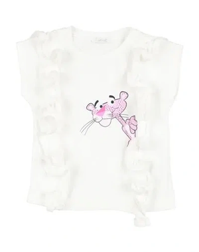 U+é Toddler Girl T-shirt White Size 6 Cotton, Elastane In White