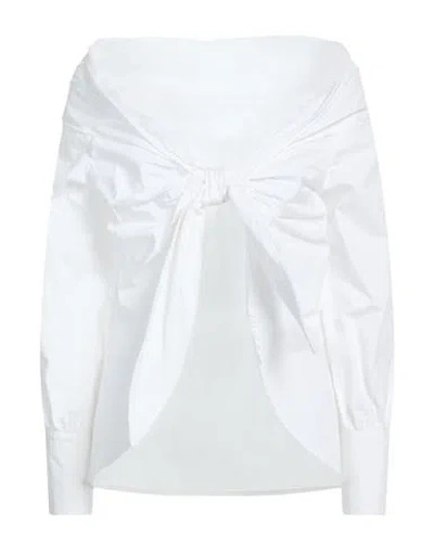 Kontatto Woman Shirt White Size 8 Cotton, Elastane In White